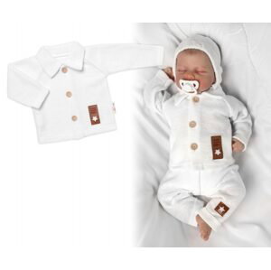 Baby Nellys Pletený svetřík s knoflíčky Boy, Baby Nellys, bílý, vel. 62 - 68 (3-6m)