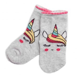 BN Dětské bavlněné ponožky Jednorožec - šedé