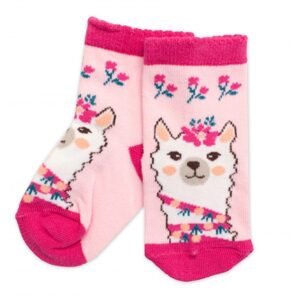 BN Dětské bavlněné ponožky Lama - růžové - 15-18