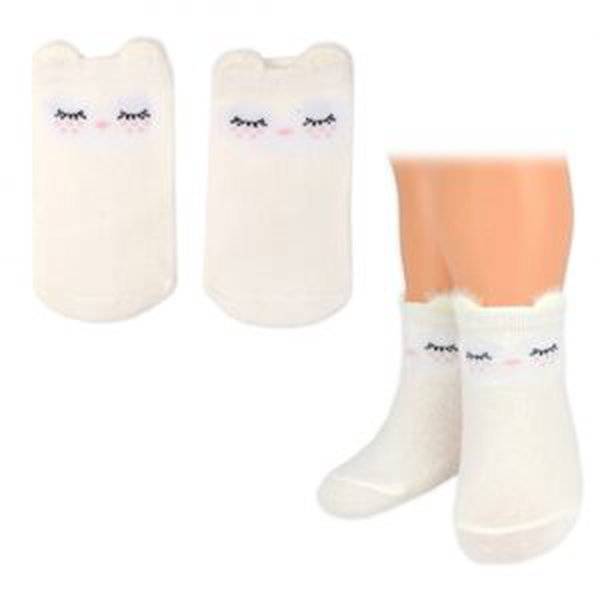 BN Dívčí bavlněné ponožky Smajlík 3D - smetanové, vel. 68/80 - 1 pár