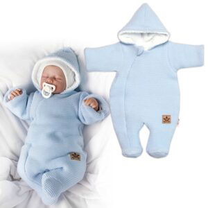Baby Nellys Zimní pletená kombinézka/overálek s kapucí Baby Nellys - světle modrá, vel. 68 - 68 (3-6m)