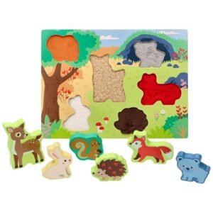 Adam Toys Dřevěné zábavné vkládací puzzle Adam Toys, lesní zvířátka 3D