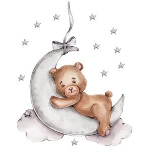 TULIMI Nálepky, dekorace na zeď Tulimi - Spící Medvídek na měsíčku
