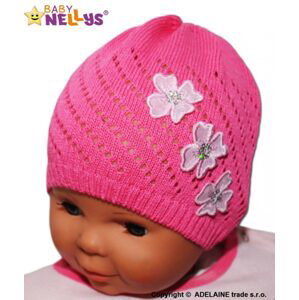 Baby Nellys Háčkovaná čepička Kytičky Baby Nellys ® - tm. růžová