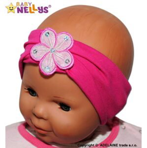Baby Nellys Čelenka Baby Nellys ® s květinkou - malinová, 80/92 - 80-92 (12-24m)