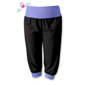 Be MaaMaa Sportovní 3/4 legíny CAPRI - černé/lila - L/XL