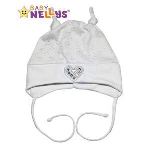 Baby Nellys Bavlněná čepička Srdíčko Baby Nellys ® - bílé
