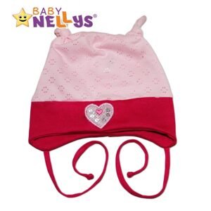 Baby Nellys Bavlněná čepička Srdíčko Baby Nellys ® - sv.růžová/tm. růžová