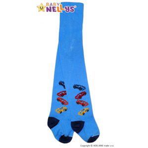 Baby Nellys Bavlněné punčocháče Baby Nellys ® - 4 autička sv. modré - 104-110 (3-5r)