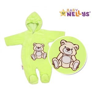 BABY NELLYS Zimní kombinézka/overálek Teddy Bear- zelená - 56 (1-2m) - 62 (2-3m)