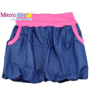 Mamitati Balónová sukně NELLY - jeans denim granát/ růžové lemy,vel. XL/XXL