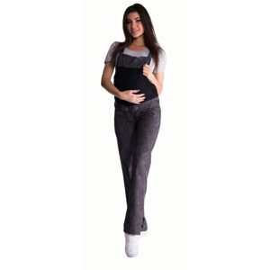 Be MaaMaa Těhotenské kalhoty s láclem - černý melírek, vel. XL