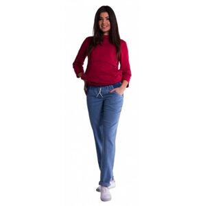 Be MaaMaa Těhotenské kalhoty letní bez břišního pásu - světlý jeans - M (38)