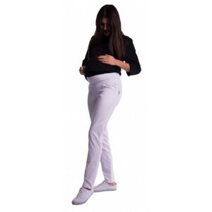 Be MaaMaa Těhotenské kalhoty s mini těhotenským pásem - bílé