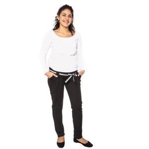 Be MaaMaa Těhotenské tepláky,kalhoty MONY - černé - XS (32-34)