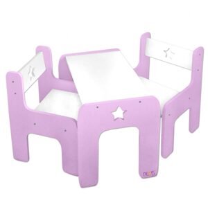 NELLYS Sada nábytku Star - Stůl + 2 x židle - růžová s bílou