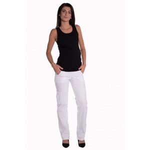 Be MaaMaa Bavlněné, těhotenské kalhoty s kapsami - bílé, vel. XL - XL (42)