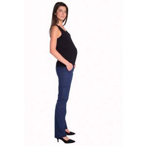 Be MaaMaa Bavlněné, těhotenské kalhoty s kapsami - granátové, vel. XL - XL (42)
