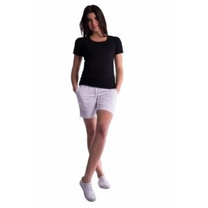 Be MaaMaa Těhotenské kraťasy s elastickým pásem - bílé, vel. L - XXL (44)