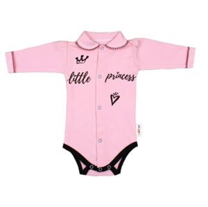 Baby Nellys Body dlouhý rukáv s límečkem,vel. 68, růžové - Little Princess - 68 (3-6m)