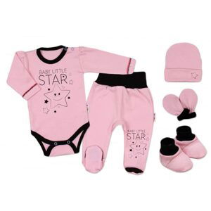 Baby Nellys 5-ti dílná soupravička do porodnice Baby Little Star - růžová - 50 (0-1m)