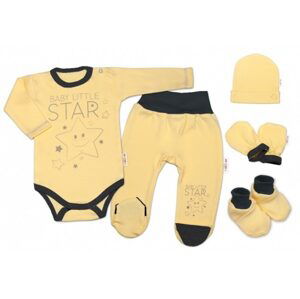 Baby Nellys 5-ti dílná soupravička do porodnice Baby Little Star - žlutá - 50 (0-1m)
