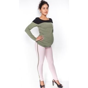 Be MaaMaa Těhotenské kalhoty s lampasem - sv. růžové, vel. S - S (36)