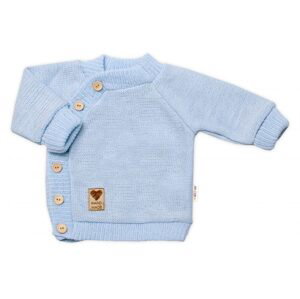 Baby Nellys Dětský pletený svetřík s knoflíčky, zap. bokem, Hand Made Baby Nellys, modrý, vel. 68/74 - 80-86 (12-18m)