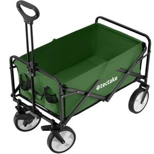 tectake 404977 skládací ruční vozík leon s brzdami, nosnost 80kg - zelená - zelená