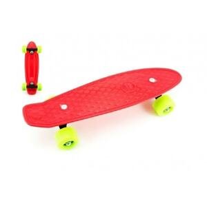 Teddies Skateboard 43cm, nosnost 60kg plastové osy, červený, zelená kola