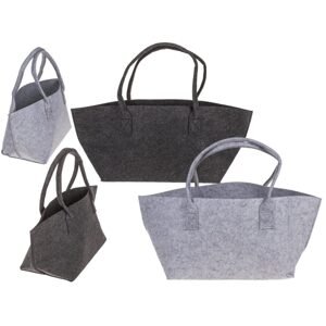 Filcová nákupní taška, 54 x 20 x 23 cm, 100% polyester, 2 barevné varianty (2/3 tmavě šedá, 1/3 světle šedá)