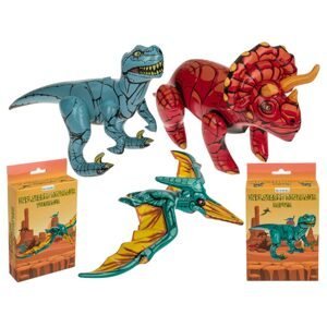 Nafukovací dinosauři, cca. 60 cm, různé druhy (Raptor, Triceratops a Pterosaur) v dárkové krabici