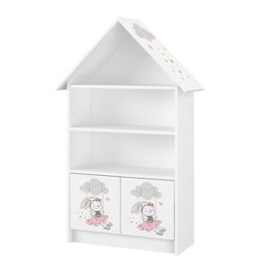 BabyBoo Dřevěná knihovna/skříň na hračky Baby Boo Domeček, Rabbit - bílá