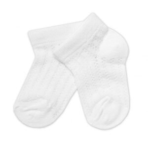 Baby Nellys Kojenecké žakarové ponožky se vzorem, bílé - 68-80 (6-12m)