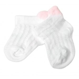 Baby Nellys Kojenecké žakarové ponožky se vzorem, Srdíčko, bílé - 56-68 (0-6 m)