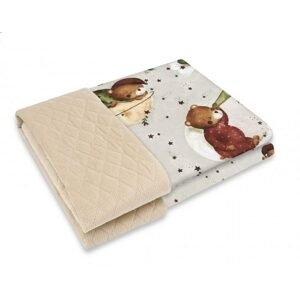 Miminu Oboustranná deka, Bavlna/prošívaný velvet 100 x 70 cm, Teddy and Moon - béžová