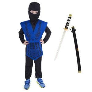 bHome Dětský kostým Ninja modrý s katanou 116-128 M