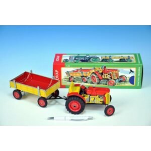 Kovap Traktor Zetor s valníkem červený na klíček kov 28cm Kovap v krabičce