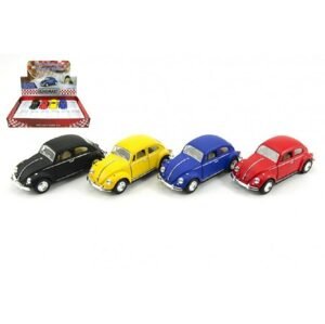 Teddies Auto Kinsmart VW Classical Beetle kov 13cm na zpětné natažení asst 4 barvy