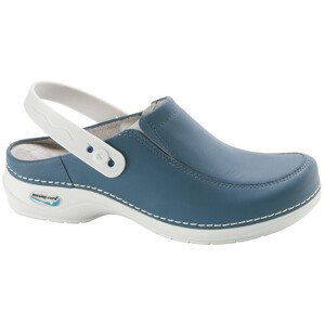 PARIS pracovní kožená pratelná obuv s certifikací s páskem unisex modrá džínová WG4P04 Nursing Care Velikost: 38