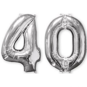 Balónky fóliové narozeniny číslo 40 stříbrna 66 cm Balónky fóliové narozeniny číslo 40 stříbrna 66 cm