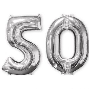 Balónky fóliové narozeniny číslo 50 stříbrna 66 cm Balónky fóliové narozeniny číslo 50 stříbrna 66 cm
