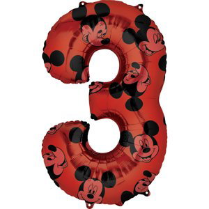 Mickey Mouse balónek číslo 3 červený 66cm Amscan Mickey Mouse balónek číslo 3 červený 66cm Amscan