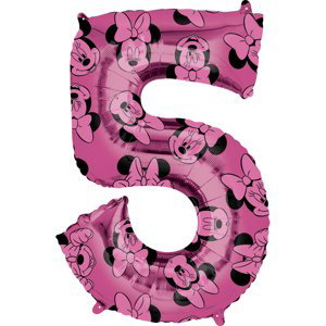 Minnie Mouse balónek číslo 5 růžový 66 cm Amscan Minnie Mouse balónek číslo 5 růžový 66 cm Amscan