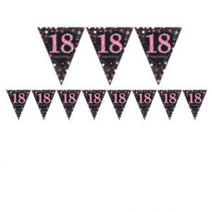 Vlajka 18. narozeniny pink 4 m Amscan Vlajka 18. narozeniny pink 4 m Amscan
