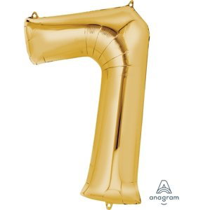 Amscan Balónek fóliový narozeniny číslo 7 zlatý 86cm Amscan Balónek fóliový narozeniny číslo 7 zlatý 86cm
