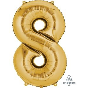 Amscan Balónek fóliový narozeniny číslo 8 zlatý 86cm Amscan Balónek fóliový narozeniny číslo 8 zlatý 86cm