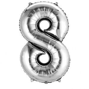 Amscan Balónek fóliový narozeniny číslo 8 stříbrný 86 cm Amscan Balónek fóliový narozeniny číslo 8 stříbrný 86 cm