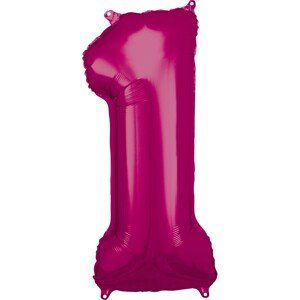 Amscan Balónky fóliové narozeniny číslo 1 růžové 86cm Amscan Balónky fóliové narozeniny číslo 1 růžové 86cm