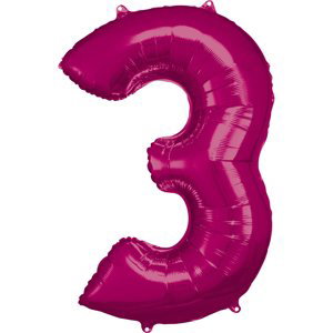 Amscan Balónky fóliové narozeniny číslo 3 růžové 86cm Amscan Balónky fóliové narozeniny číslo 3 růžové 86cm